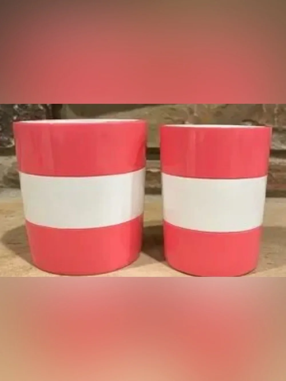 50%offw❤️ Pottery Barn Kids Nautical Stripe Pink and White Bathroom Cups Set p05